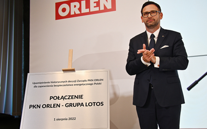 Prezes PKN Orlen Daniel Obajtek podczas konferencji prasowej w Gdańsku