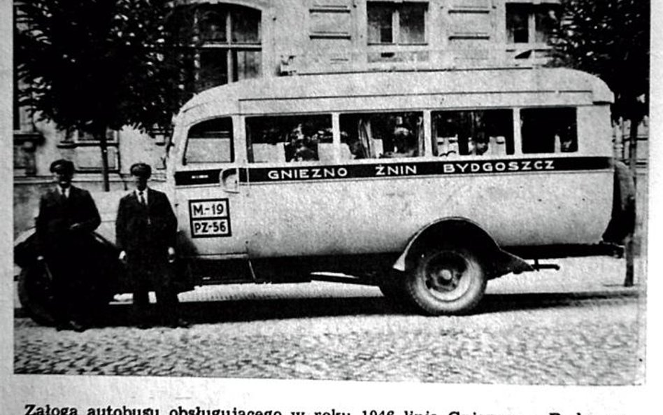 Przedwojenny autobus obsługujący w 1946 roku linię Gniezno – Bydgoszcz