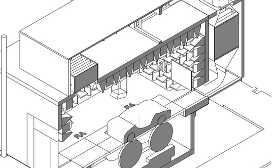 Stanowisko pomiaru głośności wewnątrz auta.