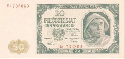 Za ponad 9 tys. zł sprzedano banknot z 1948 roku o nominale 50 zł