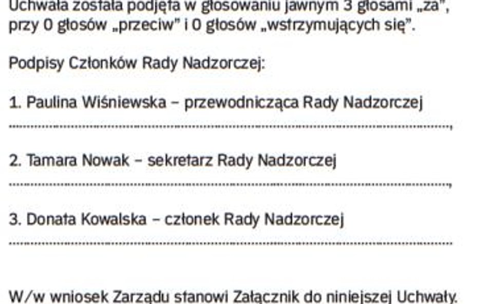 Wzór uchwały Rady Nadzorczej sp. z o.o. w/s oceny wniosku Zarządu dotyczącego pokrycia straty netto 
