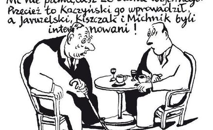 Komentarz rysunkowy. Jaruzelski, Kiszczak i Michnik byli internowani