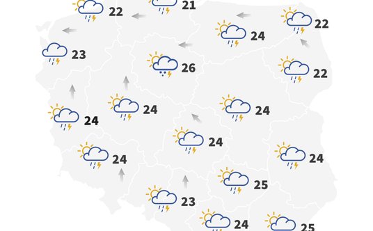 W poniedziałek burze możliwe są w całym kraju – podaje IMGW. Największa szansa na rozwój gwałtownych