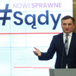 Minister sprawiedliwości, prokurator generalny Zbigniew Ziobro podczas konferencji prasowej w Prokur