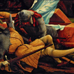 Matthias Grunewald „Żołnierze strzegący grobu Chrystusa, w chwili Zmartwychwstania”. Fragment otłarz