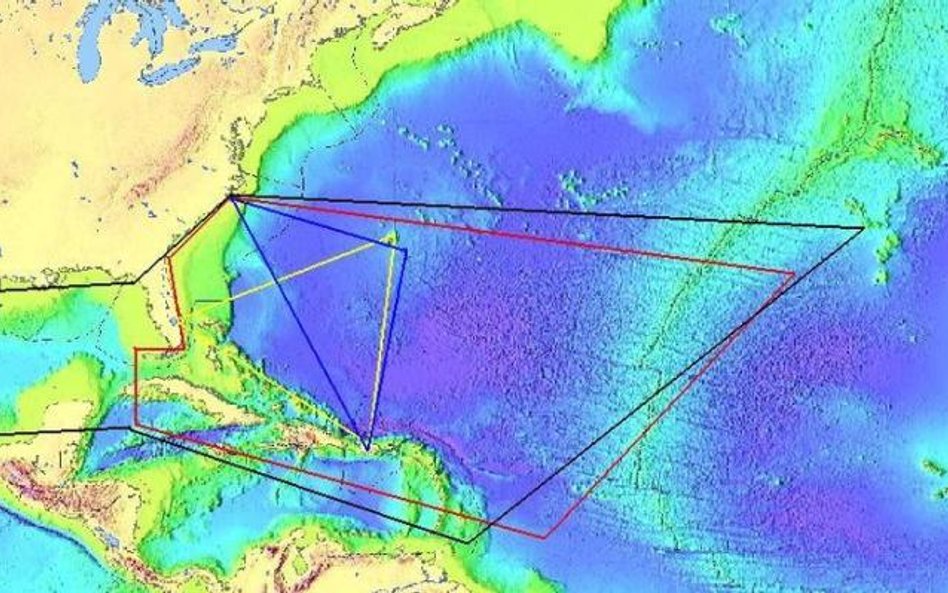 Zarys granic Trójkąta Bermudzkiego w zależności od autora