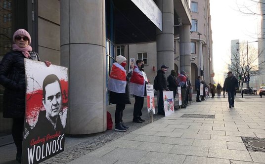 Demonstracja białoruskiej opozycji w Warszawie