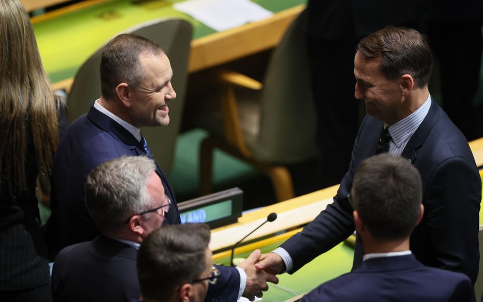 Karol Nawrocki i Radosław Sikorski podczas oficjalnej wizyty prezydenta RP w USA. Wrzesień 2025