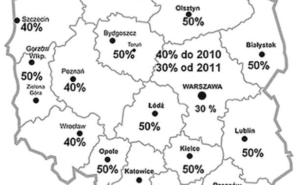 Mapa pomocy regionalnej w latach 2007 - 2013