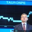 Minister Skarbu Aleksander Grad podczas debiutu Tauronu na GPW