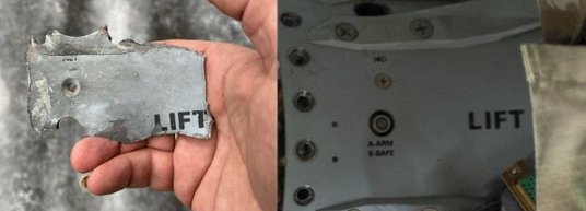 Fragment pocisku (z lewej), którego zdjęcie umieścili w mediach społecznościowych rażonego nim budyn