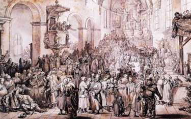 Liberum veto było szczytowym osiągnięciem wolności szlacheckiej. „Sejmik w kościele”, obraz Jana Pio