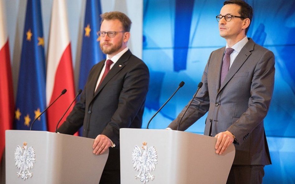 Od lewej Łukasz Szumowski i Mateusz Morawiecki