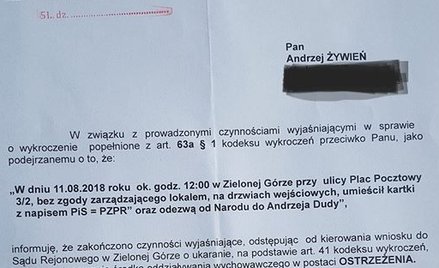Bez kary za naklejkę "PiS=PZPR"