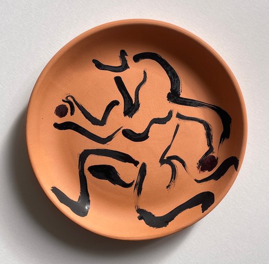 Jan Bajtlik – Minotaur, farba olejna na ceramice, 2021