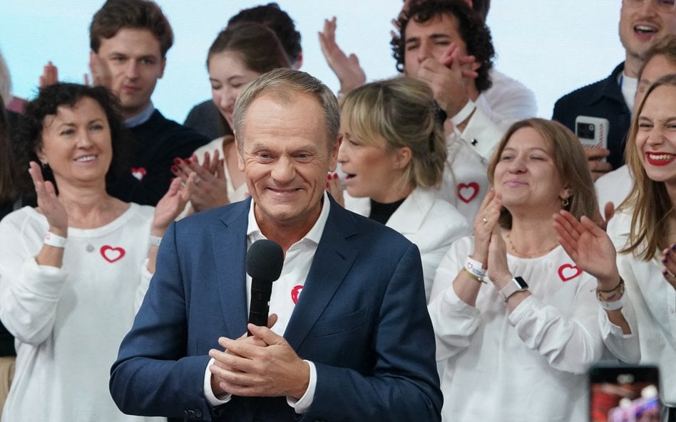 – Zrobiliśmy to! – cieszył się zaraz po ogłoszeniu wyników exit poll Donald Tusk w sztabie KO.