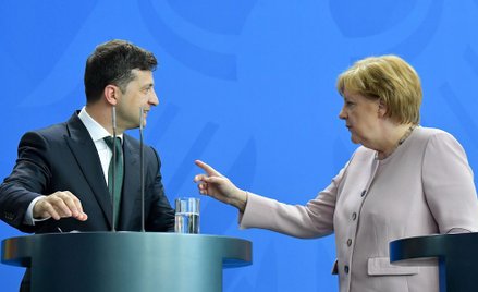 Wołodymyr Zełenski i Angela Merkel