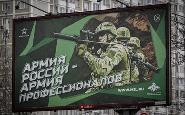 Plakat z hasłem "Armia Rosji - armia profesjonalistów"