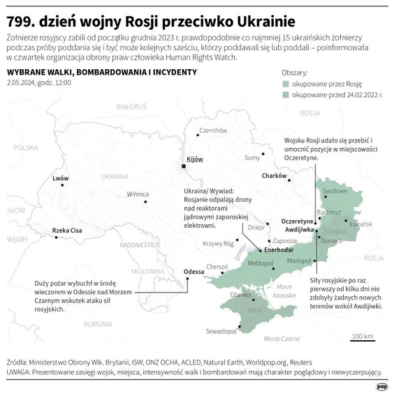 Tak wyglądała sytuacja na froncie w 799 dniu wojny