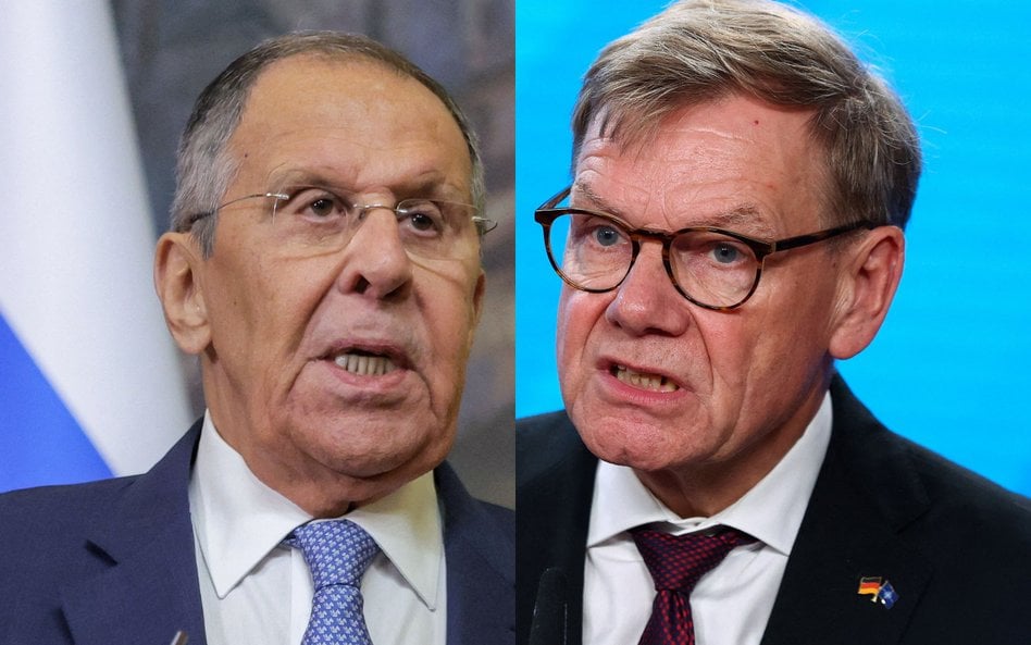 Minister spraw zagranicznych Niemiec Johann Wadephul (z prawej) odniósł się do swego niedawnego spot