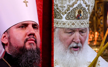 Zwierzchnik Prawosławnej Cerkwi Ukrainy Epifaniusz (z lewej) i patriarcha Rosyjskiej Cerkwi Prawosła