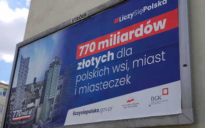 Billboard kampanii „Liczy się Polska”, promujący „770 mld zł dla Polski”. Pieniądze z Brukseli ostat