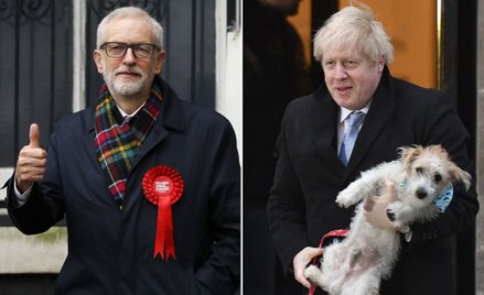 Po ogłoszeniu wyników exit poll Jeremy Corbyn (L) nie miał powodów do radości. Wybory zdecydowanie w