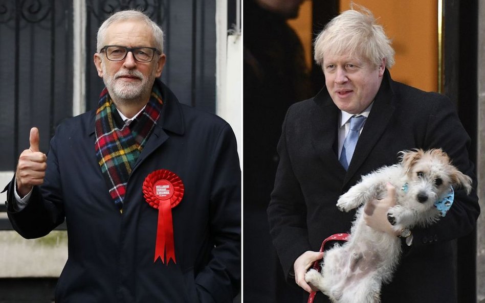 Po ogłoszeniu wyników exit poll Jeremy Corbyn (L) nie miał powodów do radości. Wybory zdecydowanie w