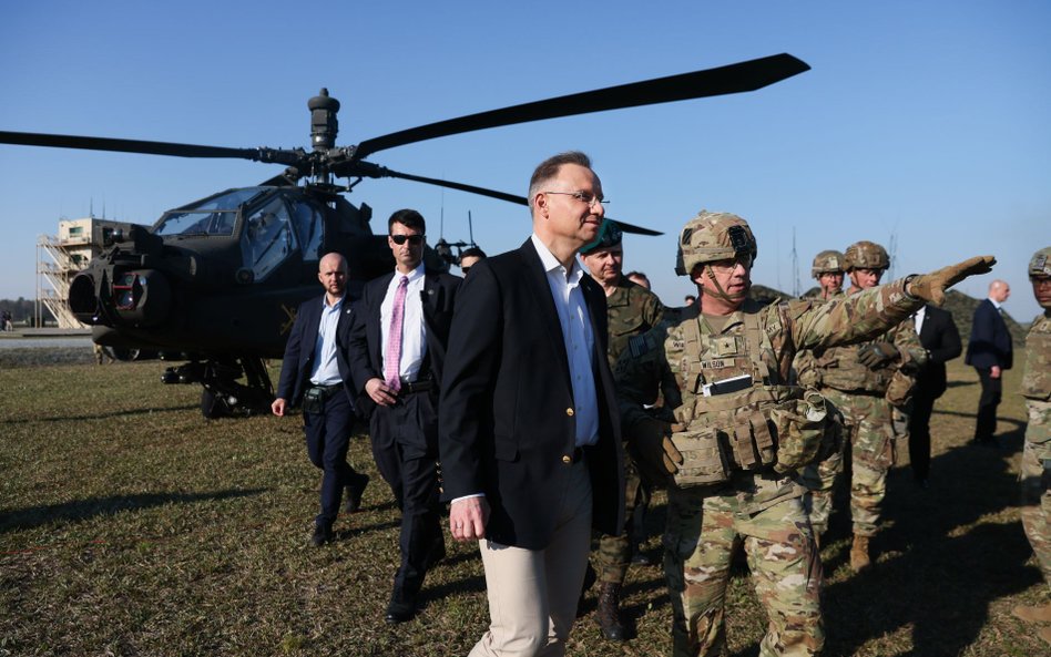 Andrzej Duda w czasie wizyty w Fort Stewart