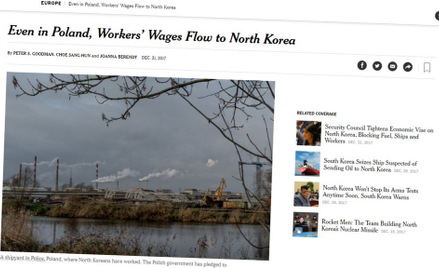 "New York Times" o pracownikach z Korei Płn. w Polsce