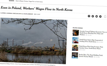 "New York Times" o pracownikach z Korei Płn. w Polsce
