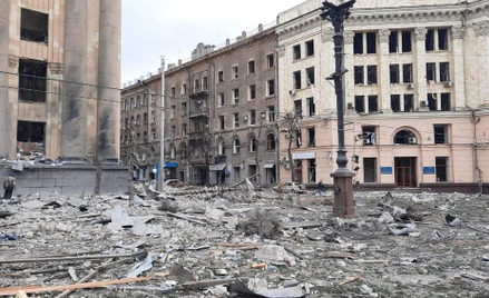 Charków, centrum miasta po ostrzale