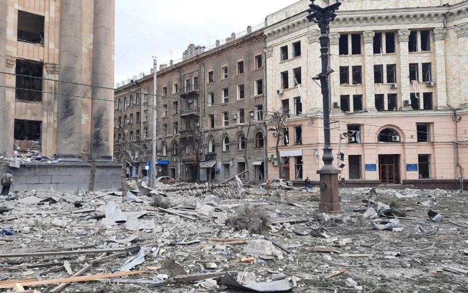 Charków, centrum miasta po ostrzale