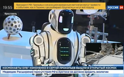 Robot "Borys" w telewizyjnym reportażu "Wiesti"
