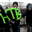 Demonstracja pod siedzibą NTV