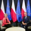 Premier Donald Tusk i przewodnicząca Komisji Europejskiej Ursula von der Leyen podczas spotkania w M