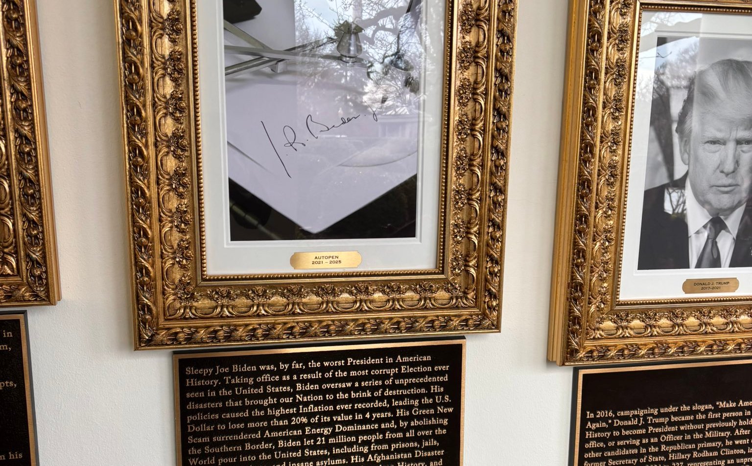 Donald Trump zmienia Biały Dom. Tablice pod portretami uderzają w poprzedników