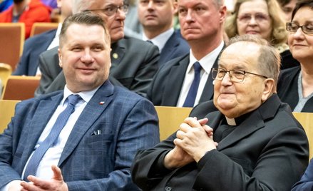 Minister edukacji i nauki Przemsyław Czarnek oraz dyrektor Radia Maryja, rektor-założyciel AKSiM o. 