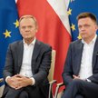 Przewodniczący PO Donad Tusk i Polski 2050 Szymon Hołownia na spotkaniu przedstawicieli partii opozy