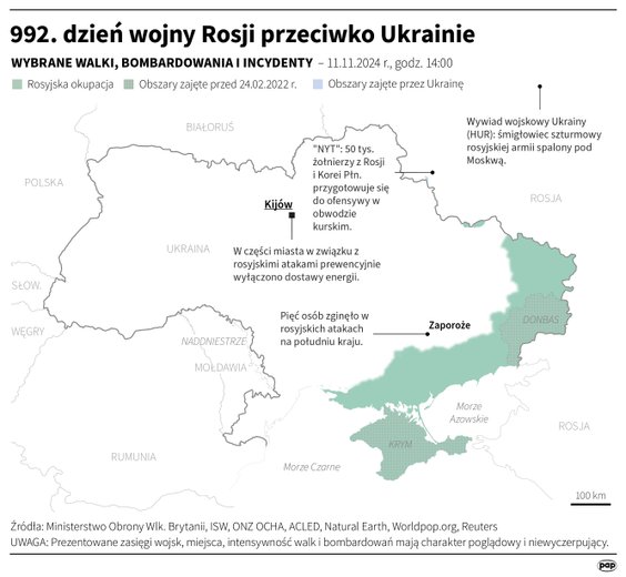 Tak wyglądała sytuacja na froncie w 992 dniu wojny