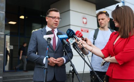 Rzecznik Prokuratury Krajowej Przemysław Nowak podczas konferencji dotyczącej aresztowania Michała K