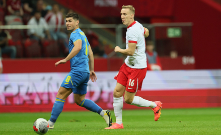 Adam Buksa i Rusłan Malinowski podczas towarzyskiego meczu Polska-Ukraina