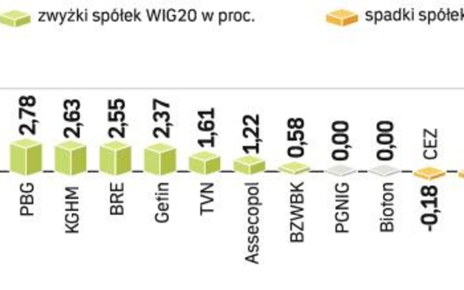 Wśród największych firm na GPW przeważały zwyżki