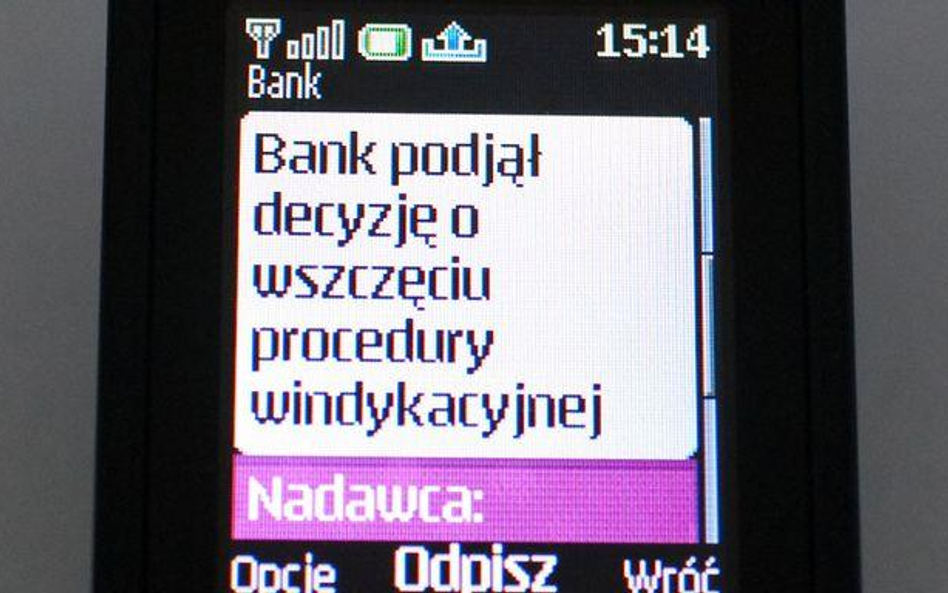 SMS z informacją o wszczęciu przez bank procedury windykacyjnej