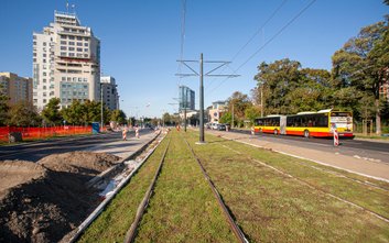 Na odcinku od Dworca Gdańskiego w kierunku ronda Zgrupowania AK "Radosław" zastosowano zielony dywan