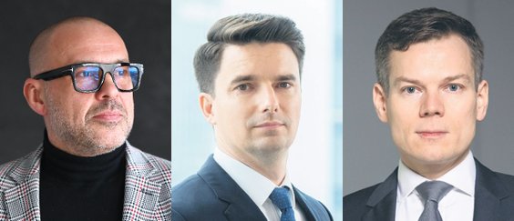 Jarosław Fuchs (pierwszy z lewej), wiceprezes Banku Pekao, oraz Filip Kaczmarzyk (w środku), członek