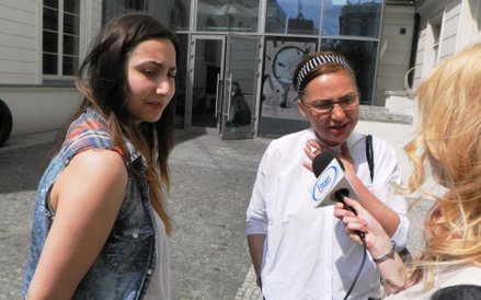 Anna Sandowicz- odtwórczyni ról w "UFO" oraz Barbara Krasińska- reżyserka "UFO"