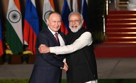 Modi i Putin podczas 21. szczytu Indie - Rosja, grudzień 2021