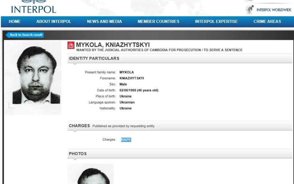 Mykoła Kniażycki (screen ze strony interpol.int)