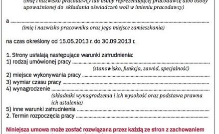 Wzór umowy o pracę na czas określony